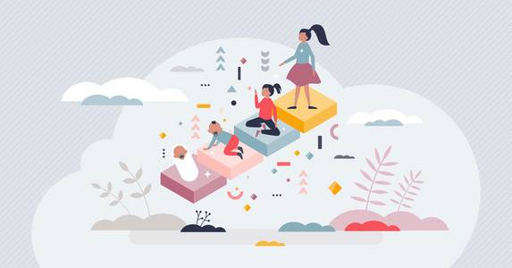 Symbolbild Illustration, Baby, Kleinkind und Jugendliche auf farbigen Platten © Vector Mine - stock.adobe.com 2024 adobestock 532758573 vectormine low