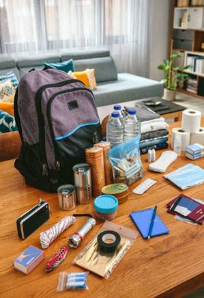 Rucksack mit Notfallvorrat