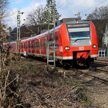 Ein Zug rollt in Königswinter an