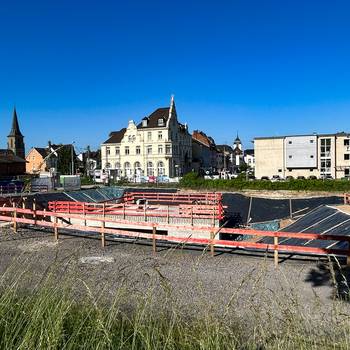 Baumaßnahme der Deutschen Bahn in der Königswinterer Altstadt © Stadt Königswinter/Pressestelle Blick auf die Baustelle entlang der Bahntrasse