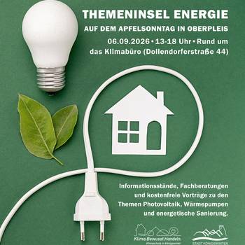 Energie erleben beim „Apfelsonntag“ in Oberpleis Plakat Themeninsel Energie