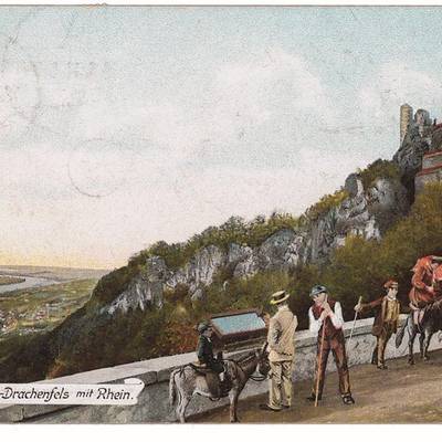 Ansichtskarte mit Drachenfels aus der Zeit um 1910