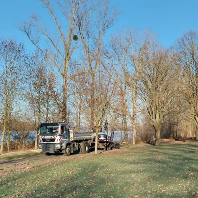 Schweres Gerät am Radweg in Niederdollendorf