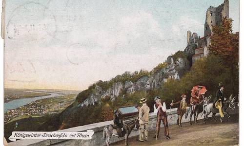 Ansichtskarte mit Drachenfels aus der Zeit um 1910