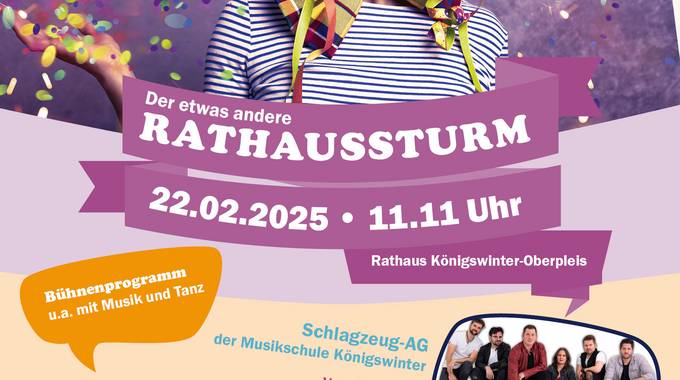 Plakat zum Rathaussturm 2025, weiblicher Clown