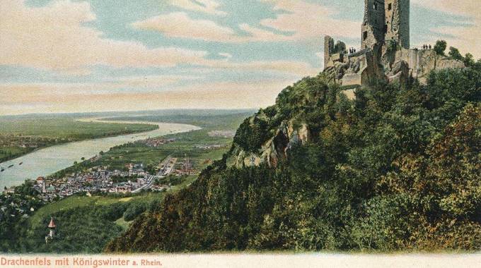 Historische Ansichtskarte vom Drachenfels © Siebengebirgsmuseum sgm wanderung drachenfels historische ansichtskarte 2