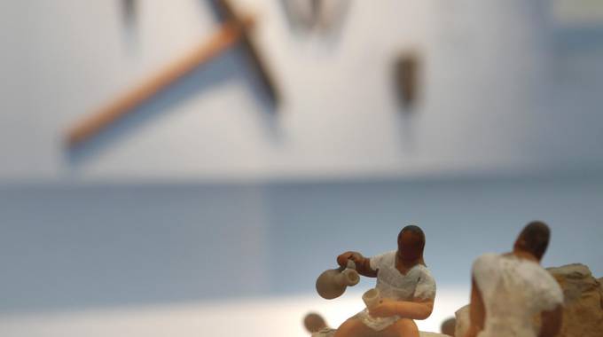 Kleine Figuren in Bergbau-Situation