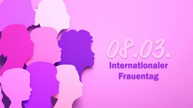 Symbolbild Frauenköpfe, Silhouetten in Violett, Pink, Rosa