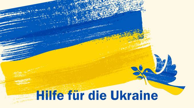 Flagge und Friedenstaube: Ukraine-Hilfe