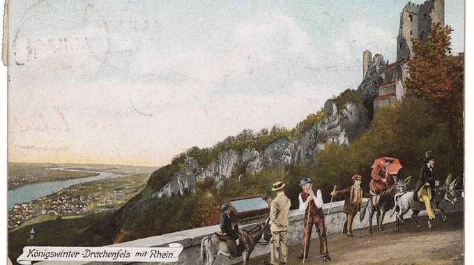 Ansichtskarte aus der Zeit um 1910 Ansichtskarte mit Drachenfels aus der Zeit um 1910