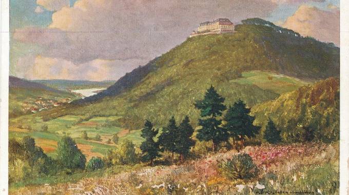 Ansicht des Petersberg, Ansichtskarte um 1930 © Siebengebirgsmuseum Ansicht des Petersberg, Ansichtskarte um 1930