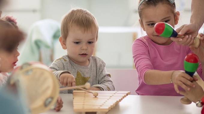 Kinder musizieren in der Gruppe