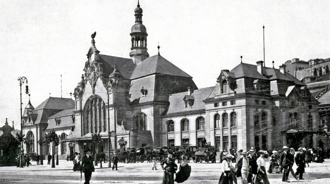 Empfangsgebäude des Koblenzer Bahnhofs, Ansichtskarte, um 1900 © Gerhard Schade eisenbahn vortrag
